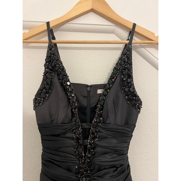 Mandalay Embellished Evening Cocktail Dress Womens 4 Glam Event Party Black Gala - Picture 6 of 15